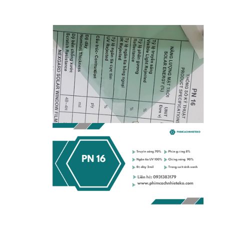 PHIM CÁCH NHIỆT UV100 ÁNH XANH PN16